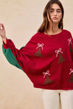 BiBi Christmas Theme Tree Embroidered Sweater - Trendsi - Flyclothing LLC