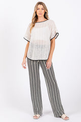 GeeGee Contrast Trim Short Sleeve Knit Cover Up - Trendsi