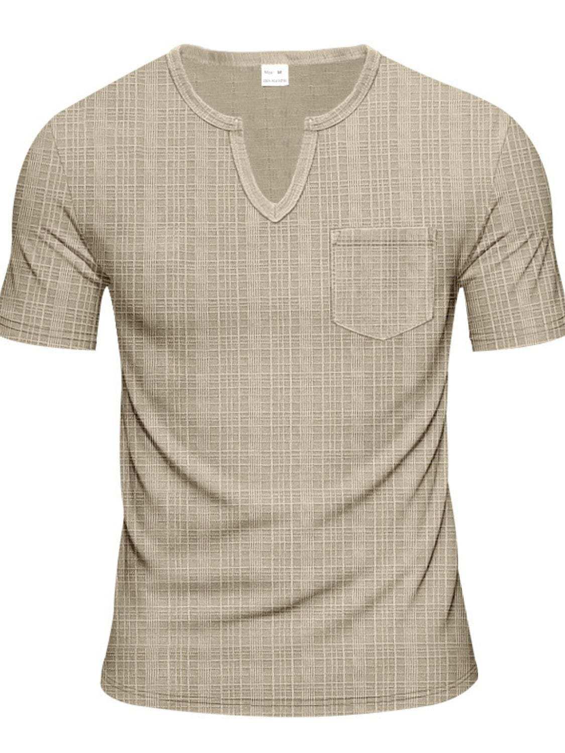 Men's Full Size Notched Short Sleeve T-Shirt Plus Size - Trendsi - Flyclothing LLC