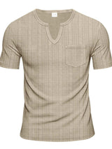 Men's Full Size Notched Short Sleeve T-Shirt Plus Size - Trendsi - Flyclothing LLC