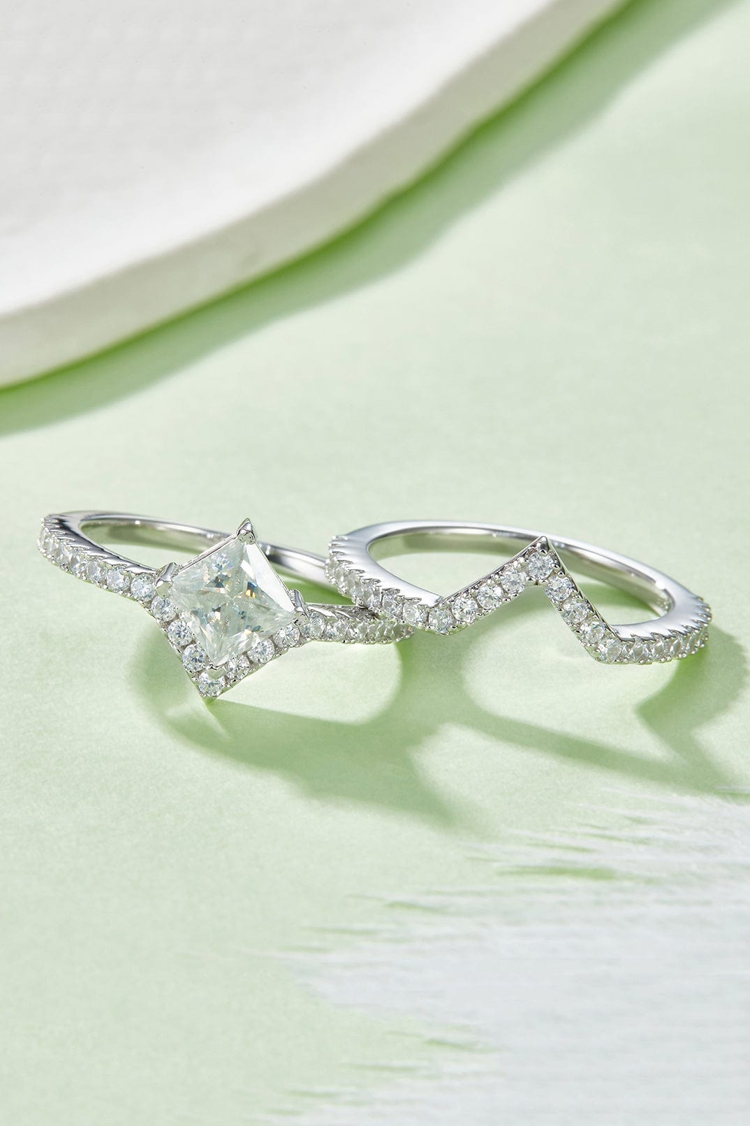 1 Carat Moissanite 925 Sterling Silver Double Layered Ring - Trendsi