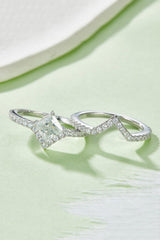 1 Carat Moissanite 925 Sterling Silver Double Layered Ring - Trendsi