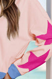 Star Contrast Round Neck Long Sleeve Sweatshirt - Trendsi - Flyclothing LLC