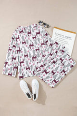 Printed Long Sleeve Top and Drawstring Pants Lounge Set - Trendsi - Flyclothing LLC