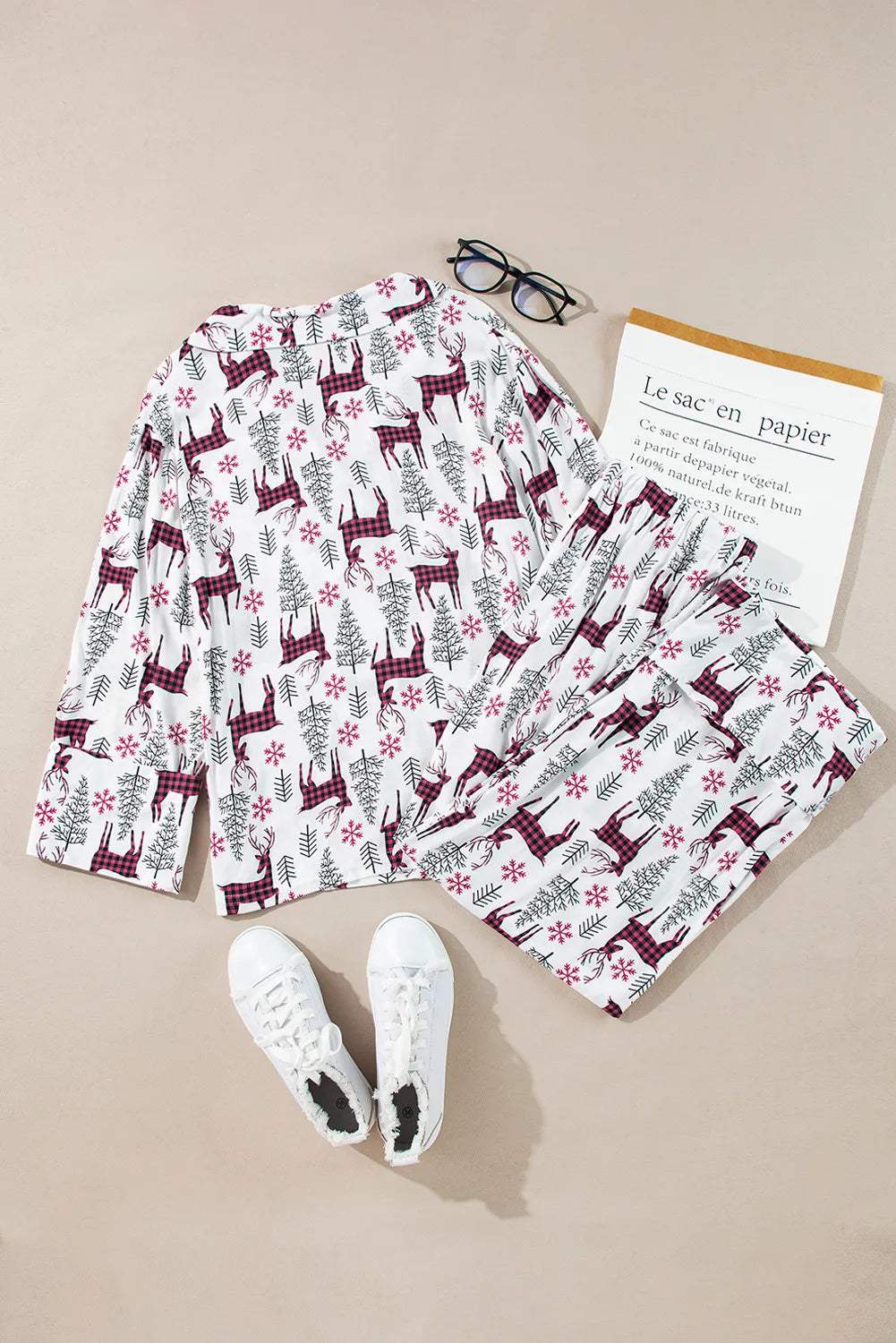 Printed Long Sleeve Top and Drawstring Pants Lounge Set - Trendsi - Flyclothing LLC