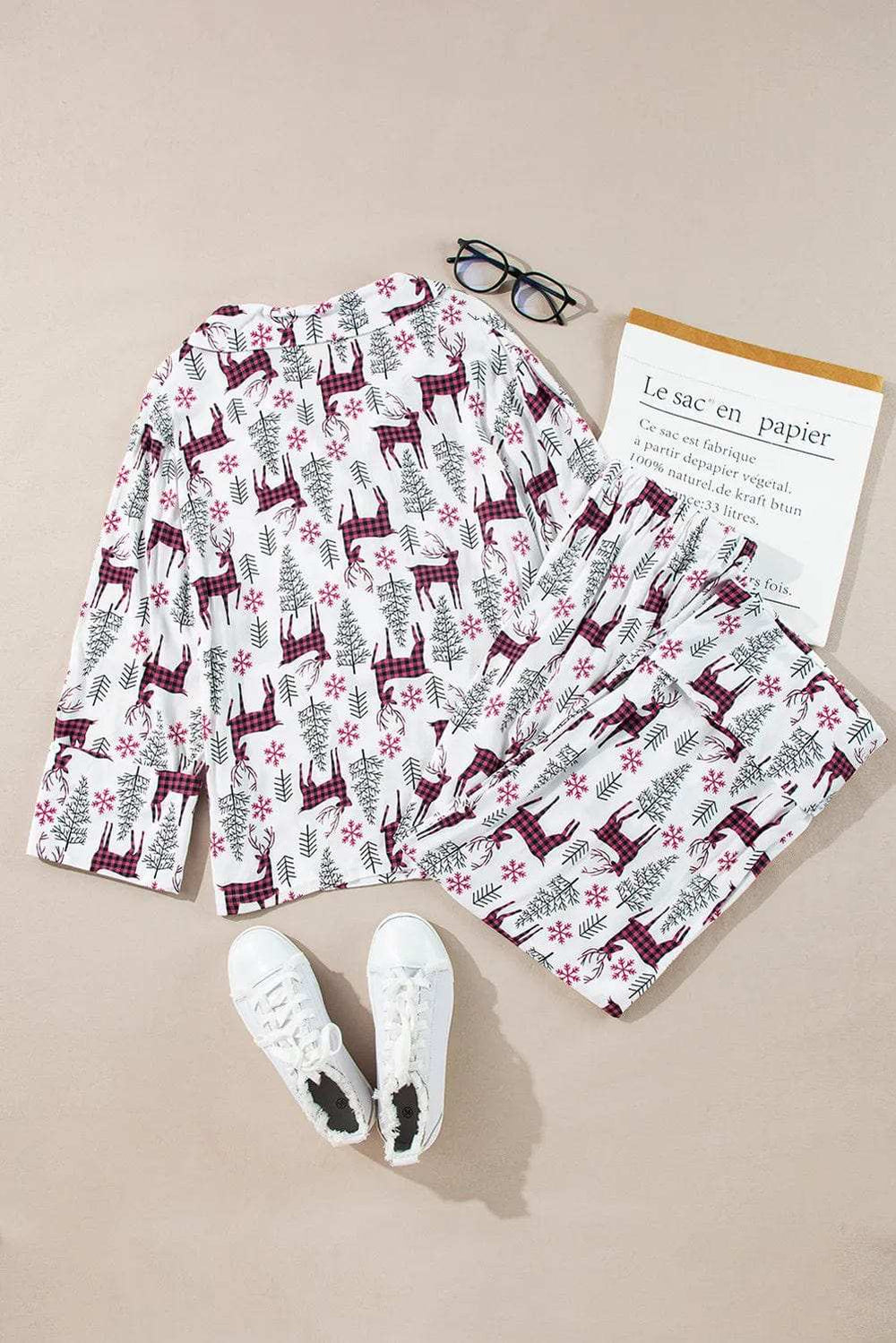 Printed Long Sleeve Top and Drawstring Pants Lounge Set - Trendsi - Flyclothing LLC
