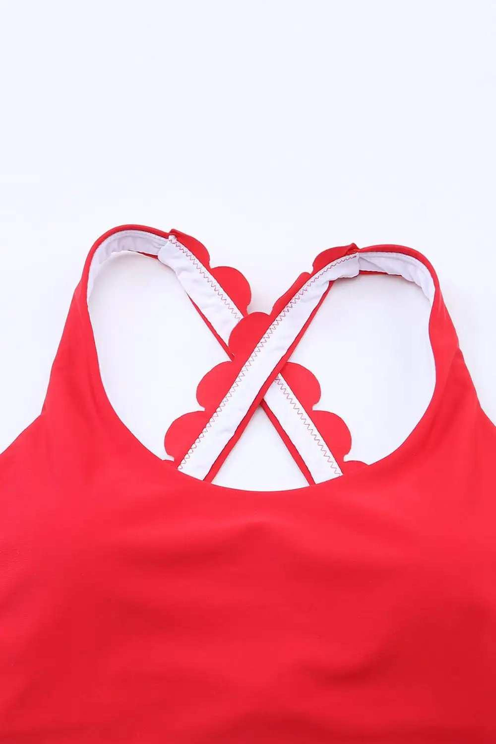 Crisscross Scoop Neck Swim Top - Trendsi - Flyclothing LLC