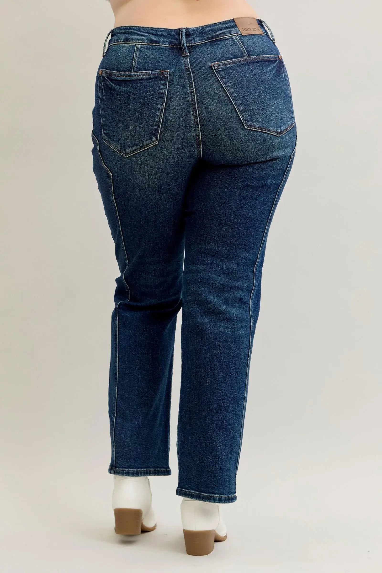 Judy Blue Full Size Seam Detail Straight Leg Jeans Plus Size - Trendsi - Flyclothing LLC