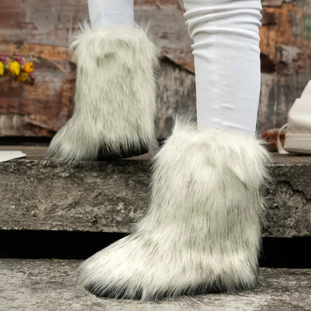 Faux Fur Winter Boots - Trendsi - Flyclothing LLC