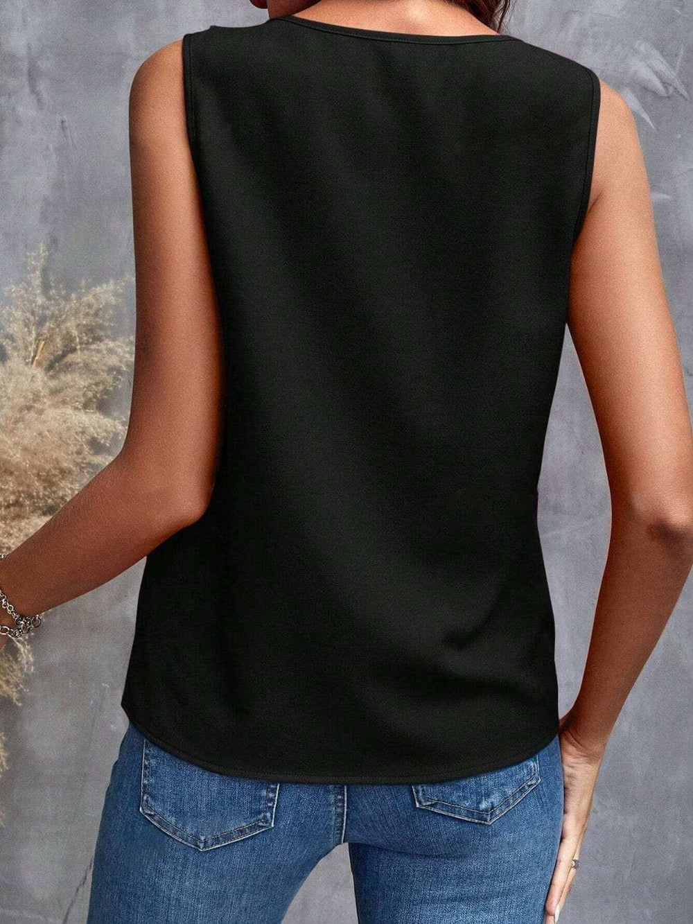 Ruffled V-Neck Tank - Trendsi - Flyclothing LLC