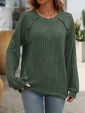 Decor Button Long Sleeve Ribbed T-Shirt - Trendsi - Flyclothing LLC