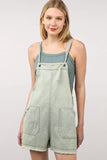 VERY J Washed Frayed Hem Denim Overall - Trendsi
