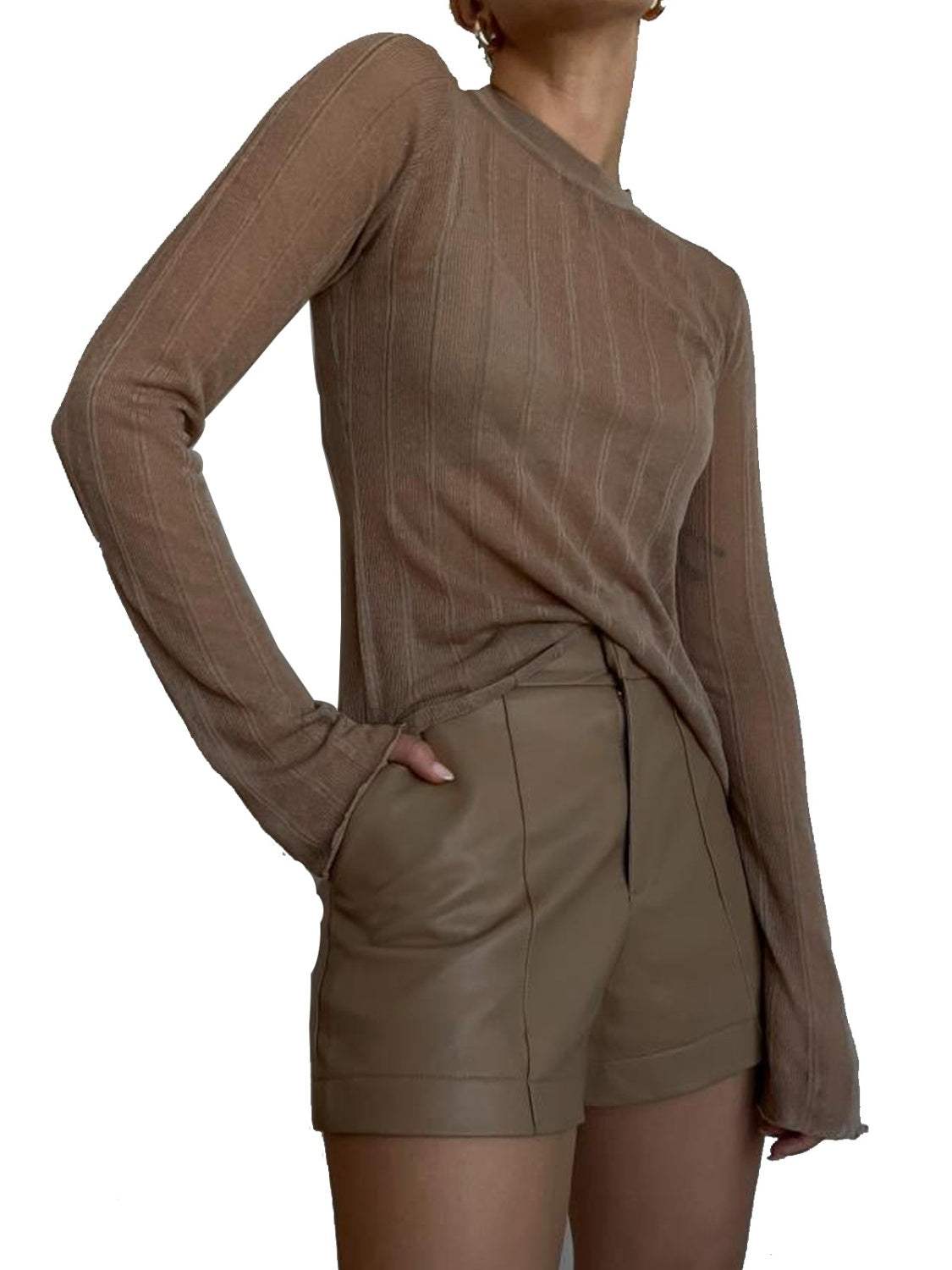 Round Neck Long Sleeve T-Shirt - Trendsi - Flyclothing LLC