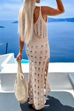 Openwork Slit Scoop Neck Sleeveless Cover Up - Trendsi