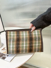 Contrast Plaid Clutch with Zipper - Trendsi
