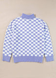 Plus Size Checkered Collared Neck Long Sleeve Sweater - Trendsi - Flyclothing LLC