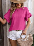 Ruffled Round Neck Short Sleeve Top - Trendsi - Flyclothing LLC