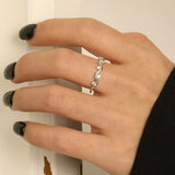 925 Sterling Silver Zircon Wave Ring - Trendsi - Flyclothing LLC