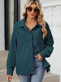 Button Up Dropped Shoulder Long Sleeve Outerwear - Trendsi - Flyclothing LLC