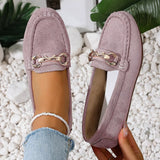 Comfortable Flat Loafers with Decorative Buckle - Trendsi - Flyclothing LLC