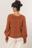 HYFVE Cable-Knit Round Neck Raglan Sleeve Sweater - Trendsi