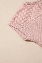 Lace Patchwork Waffle Short Sleeve Knit Top - Trendsi - Flyclothing LLC