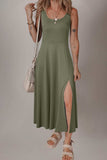 Side Slit Scoop Neck Wide Strap Dress - Trendsi - Flyclothing LLC