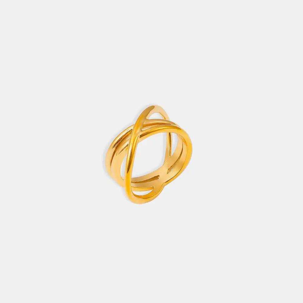 18K Gold-Plated Crisscross Ring - Trendsi - Flyclothing LLC