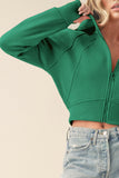 Aemi + Co Zip Up Raglan Sleeve Cropped Hoodie - Trendsi