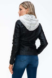 YMI Removable Faux Layered Multi-Pocket Jacket with Fuzzy Hood - Trendsi - Flyclothing LLC