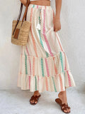 Frill Printed Maxi Skirt - Trendsi