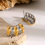 Stainless Steel Contrast Stud Earrings - Trendsi