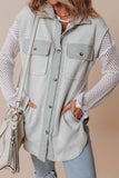 Pocketed Curved Hem Button Up Vest - Trendsi