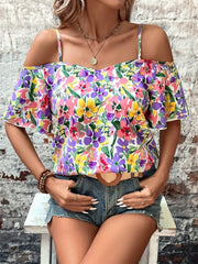 Floral Half Sleeve Blouse - Trendsi
