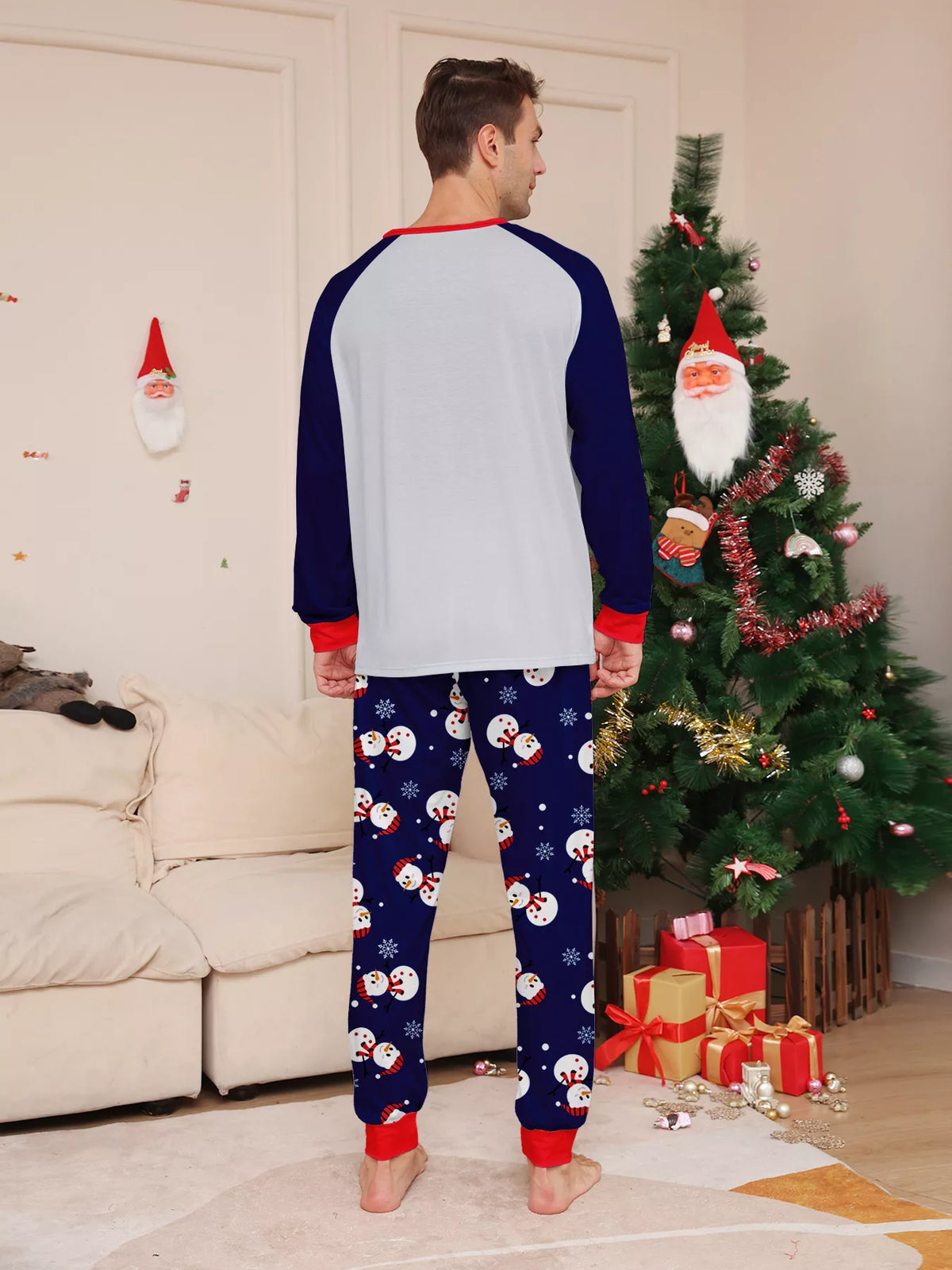 Full Size Family Matching Christmas Snowman Print Pajama Set Plus Size - Trendsi - Flyclothing LLC