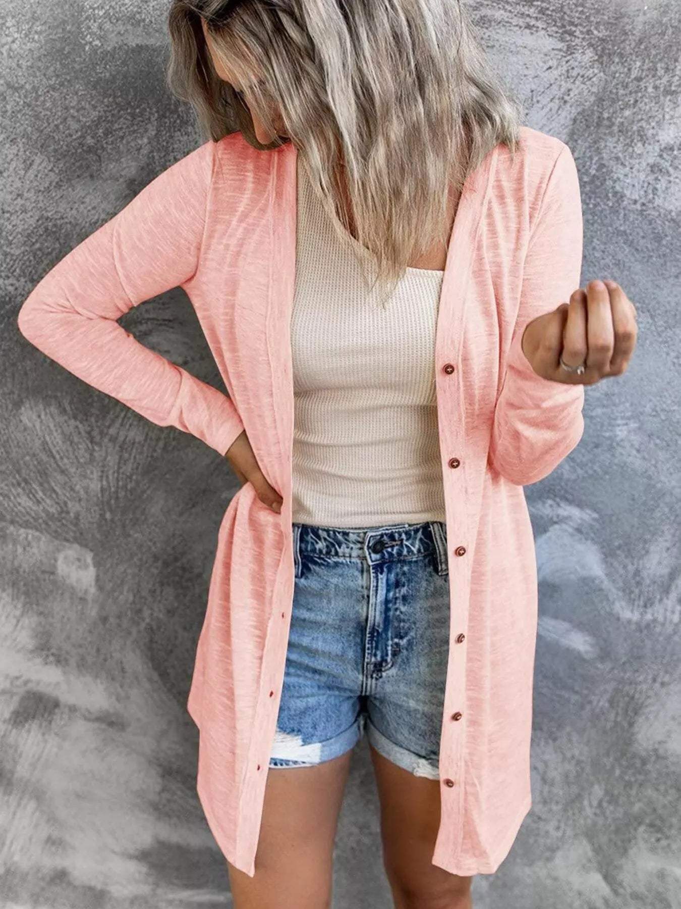 Full Size Lightweight Button-Up Cardigan Plus Size - Trendsi - Flyclothing LLC