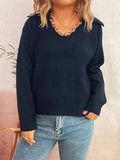 Ribbed Hem Raglan Sleeve Sweater - Trendsi - Flyclothing LLC