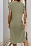 Waffle-Knit Cap Sleeve Knee Length Dress - Flyclothing LLC