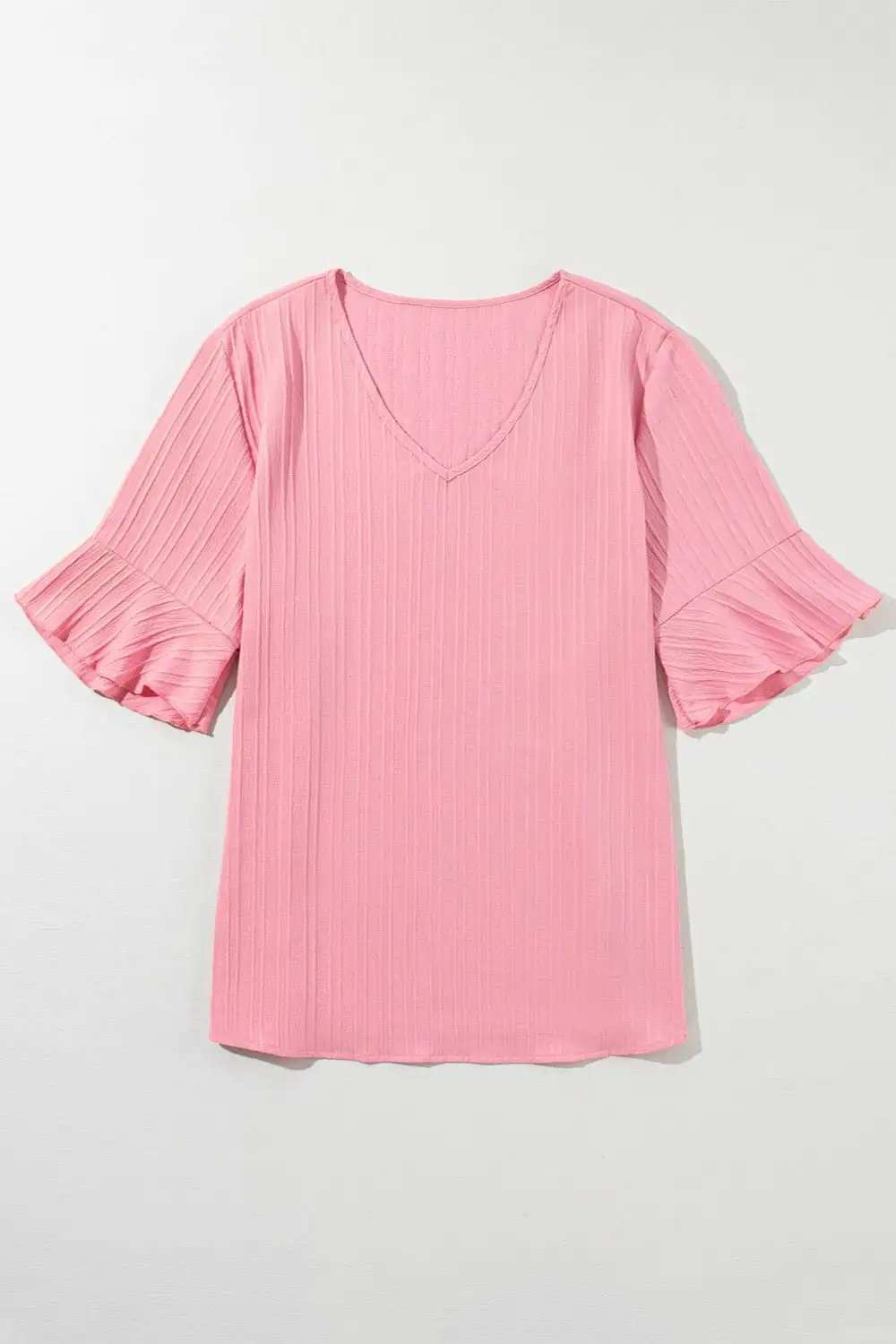 Plus Size V-Neck Half Sleeve Blouse - Trendsi - Flyclothing LLC