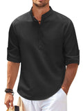 Men's Full Size Half Button Long Sleeve Shirt Plus Size - Trendsi - Flyclothing LLC