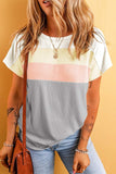 Color Block Round Neck Short Sleeve T-Shirt - Trendsi - Flyclothing LLC
