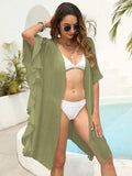 Ruffled Open Front Cover-Up - Trendsi - Flyclothing LLC