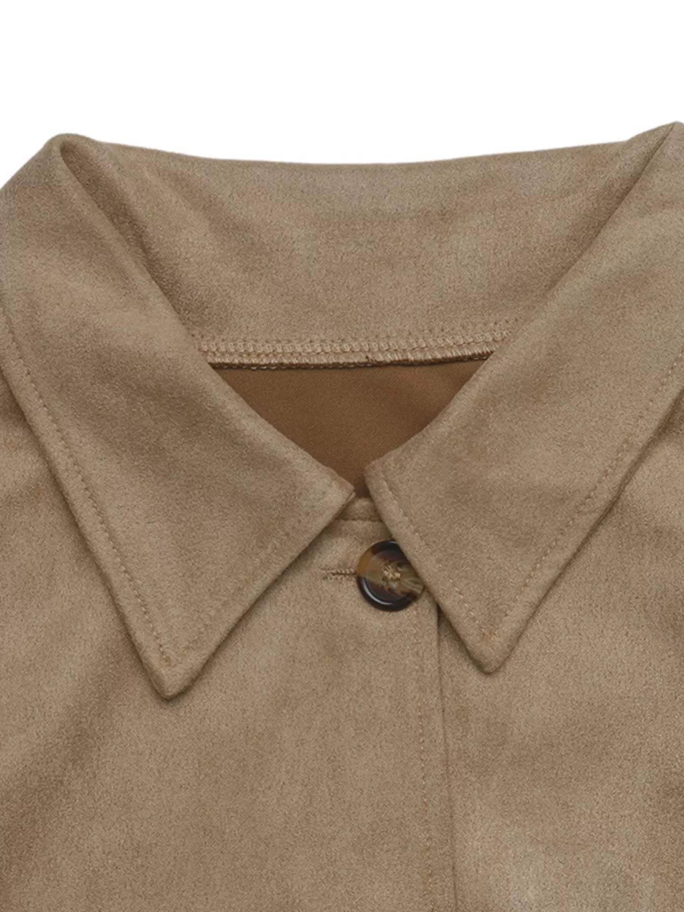 Collared Neck Button Up Jacket - Trendsi - Flyclothing LLC