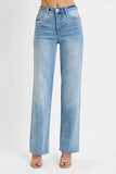 RISEN Tummy Control Rise Straight Jeans - Trendsi