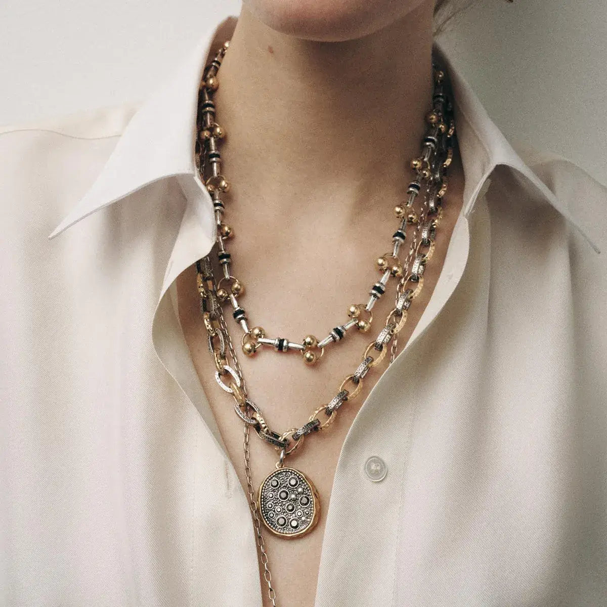 3 Piece Stainless Steel Pendant Necklace - Trendsi - Flyclothing LLC