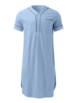Men's Full Size Button Detail Short Sleeve Lounge Dress Plus Size - Trendsi - Flyclothing LLC