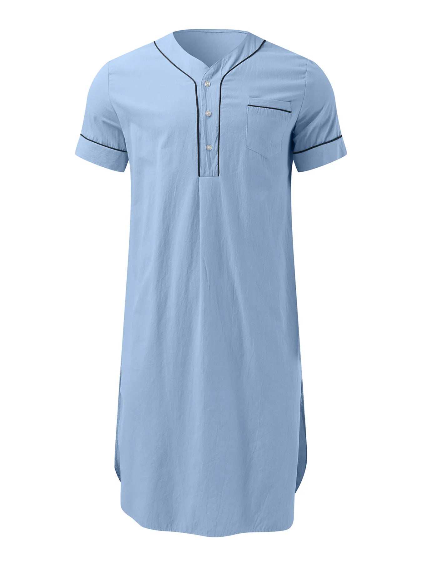 Men's Full Size Button Detail Short Sleeve Lounge Dress Plus Size - Trendsi - Flyclothing LLC