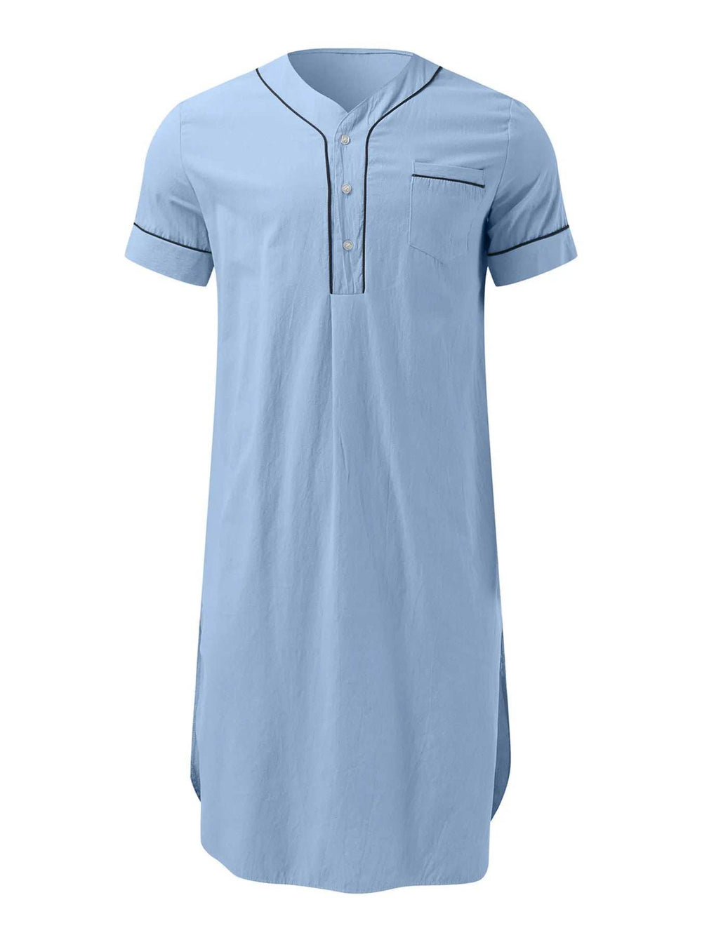 Men's Full Size Button Detail Short Sleeve Lounge Dress Plus Size - Trendsi - Flyclothing LLC