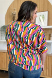 Double Take Full Size Geometric Notched Dolman Sleeve Top - Trendsi - Flyclothing LLC