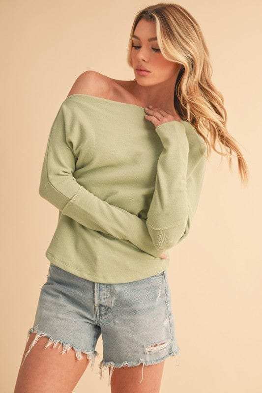 Aemi + Co One Shoulder Long Sleeve Knit Top - Trendsi - Flyclothing LLC